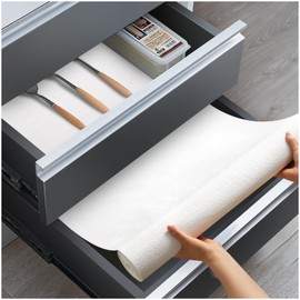 ALIUNI Drawer and Shelf Liner, Non-Slip Kitchen Cabinet Liners Non-Adhesive Thick Strong Grip Waterproof Washable Mats Protect Dresser Shelves Cupboard Bathroom Cabinets, White, 12 in X 10 FT