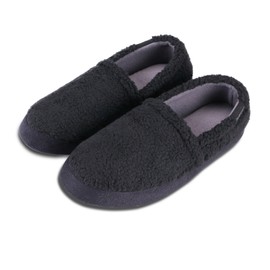 Isotoner Men's Berber Aspen Closed Back Slippers, Black, 11-12