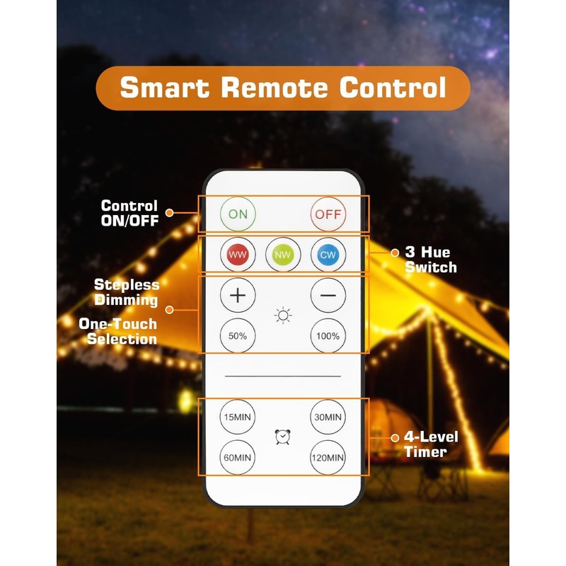 CordlessGlow 15W E12 Rechargeable Light Bulbs with Remote, 3 Color