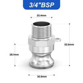 ERGAOBOY 1 Pcs Type F Camlock Fittings, 3/4" BSP 304 Stainless Steel Cam and Groove Hose Fitting for Water Fuel Air