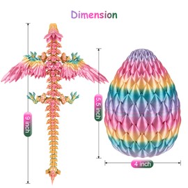 Dxldfks 3D Printed Dragon with Egg, Articulated Crystal 9" Winged Dragons and 5.5" Eggs for Easter Basket Stuffers Home Office Decoration Gift, Multicolor