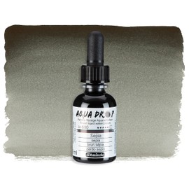 Schmincke - AQUA DROP, liquid, pigment-based watercolorcolour, sepia in 30 ml pipette bottle, 24680034, for watercolorpainting, urban sketching, calligraphy, handlettering, lightfast