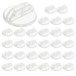 PATIKIL 0.98" Plastic Card Stands, 30 Pieces Place Card Holder Triangle Design Modern Table License Stand for Party Board Game Photo Memo Price Tag Label Menu Transparent