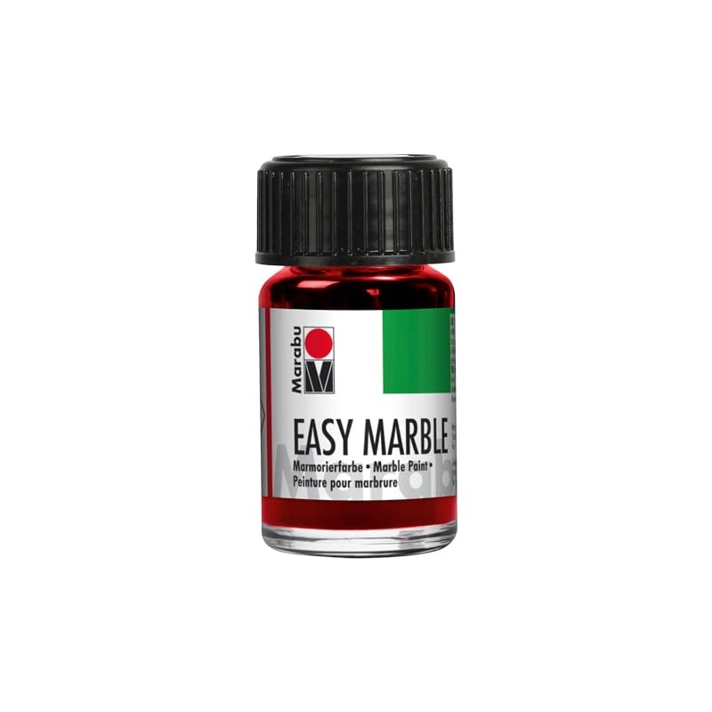 Marabu Easy Marble Jar with Dropper Cap Paint, Ruby Red,