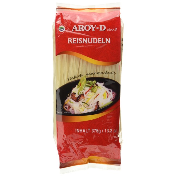 Aroy-D Rice Noodles Gluten Free 3mm Bundle (1 x 375g pack)