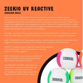 Zeekio Lunar Juggling Balls - [Set of 3], Professional UV Reactive, 6-Panel Balls, Synthetic Leather, Millet Filled, 110g Each, Solid Yellow