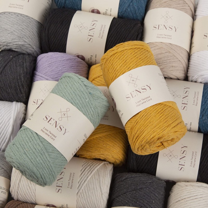 Sensy Premium Macrame Cord 3mm 109 Yards, 100% Cotton, Single