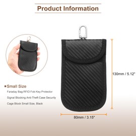 HARFINGTON 2 Pack Faraday Pouch for Car Keys, Faraday Bag RFID Fob Key Protector Signal Blocking Anti-Theft Case Security Cage Block Small Size, Black