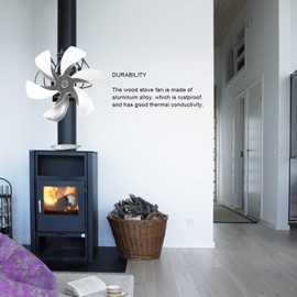 Heat Powered Wood Chimneys Stove Fan, Pipe Fireplace Fan, Silent Motors Fan for Wood Burner Tent Stove Accessories (Silver)