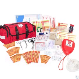 First Aid Trauma Kit with Supplies (Red)