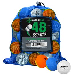 GolfBall Nut - 48 Recycled Golf Balls for Srixon Q Star Tour Series - Used Golf Balls Bulk - Near Mint Condition – Includes Mesh Bag – 48-Pack, Multicolor