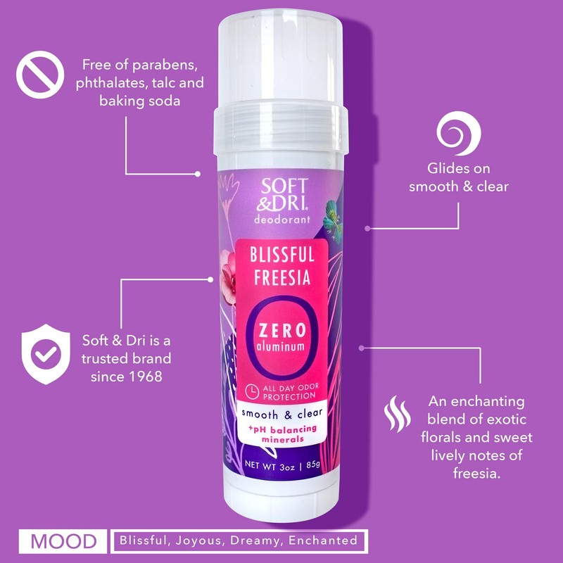 Soft & Dri Blissful Freesia Aluminum Free Deodorant, 3 oz,