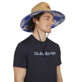 Quiksilver Men's Wide Brim Outdoor Lifeguard Straw Sun Hat, Royal Blue
