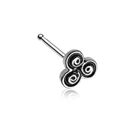 Pierced Owl 20GA Stainless Steel Celtic Triskele Spiral Filigree Nose Bone Stud (Silver Tone)