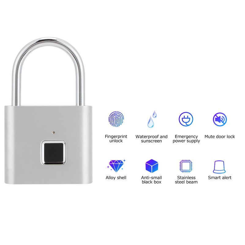 Fingerprint Padlock AntiTheft Intelligent Electronic Lock for Home Office Cabinet