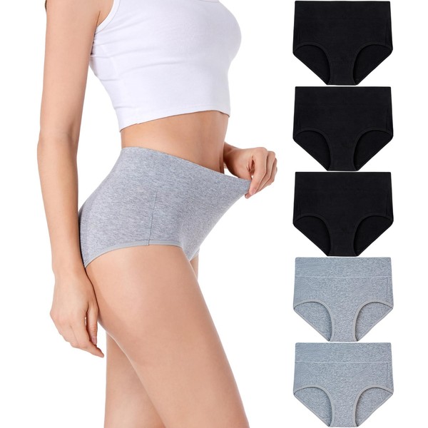 HAVVIS Women's Stretch Cotton High Waist Briefs Soft Breathable Comfortable
