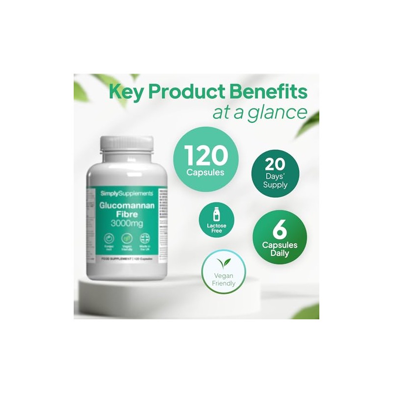 Glucomannan Fibre 3000mg from Konjac Root | 120 Capsules |