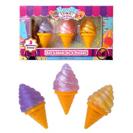 Set de 3 Brillos Labiales Novelty con Diseño de Helado - Aromas Dulces para Niñas y Adolescentes Buscas un toque de diversión y color para tus labios? ¡El set de labiales Novelty Ice Cream es la respuesta! Inspirado en los deliciosos helados, este set de