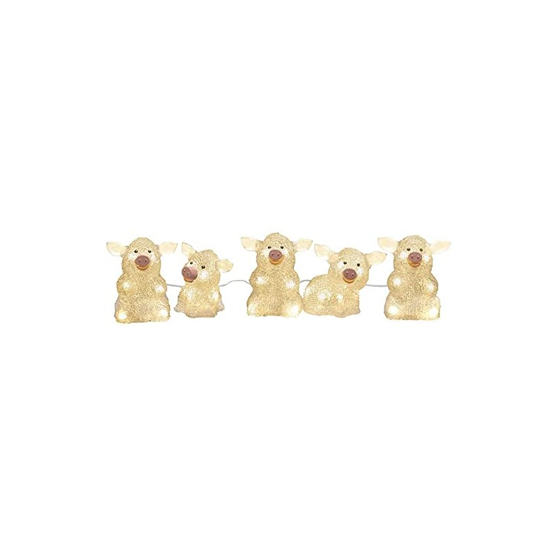 Konstsmide LED Acrylic Pigs Set of 5, Transparent, 40 Warm