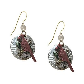 Silver Forest Silver Cardinal with Flowers, E-9672A