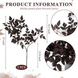 HOTKBO Artificial Cimicifuga Plant Leaf Spray, 3 Pack Faux Fall Stems for Home Vase, Dining Table, Holiday, Patio, Fireplace, Party, and Seasonal Decor, 32 Inches