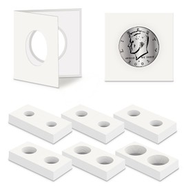 120 Pieces Self Adhesive Coin Holders, Cardboard 2x2 Holders, 6 Assorted Sizes Coin Flips Coin Collection Supplies Collecting Accessories Coin Cardboard Holders for Collectors