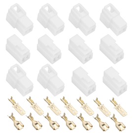 ECSiNG 10 Sets 3 Pin Automotive Electrical Wire Connector Male Female Cable Terminal Plug Kits for Motorcycle Ebike Car 6.3 mm Plug White