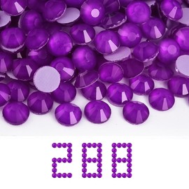 Blinginbox Flatback Glass Rhinestones,Neon Gems 288pcs Non Hotfix Crystal Rhinestones for Nail Crafts Clothes Tumblers Face Makeup,Dk.Purple Neon,SS30