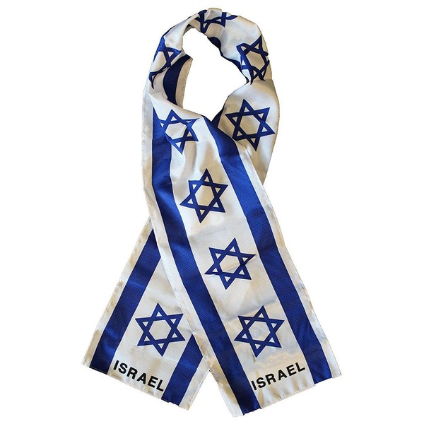 Trade Winds Israel Israeli Country Lightweight Flag Printed Knitted Style Scarf (8x60)Inch, Yellow, One Size Fits All