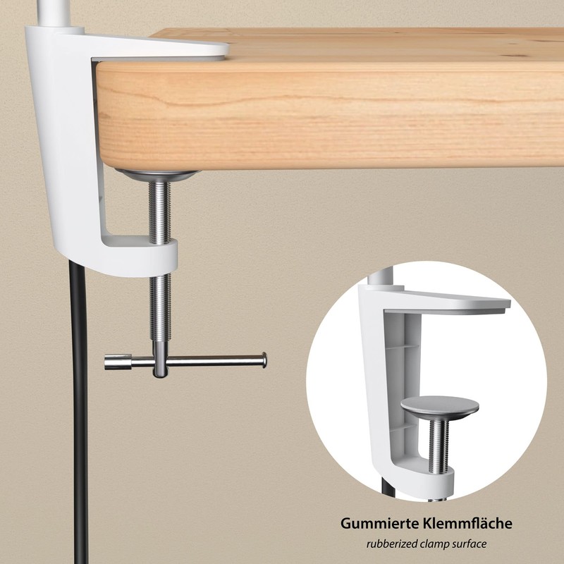 ledscom.de KLUK GU10 Clamp Light with Gooseneck White with GU10
