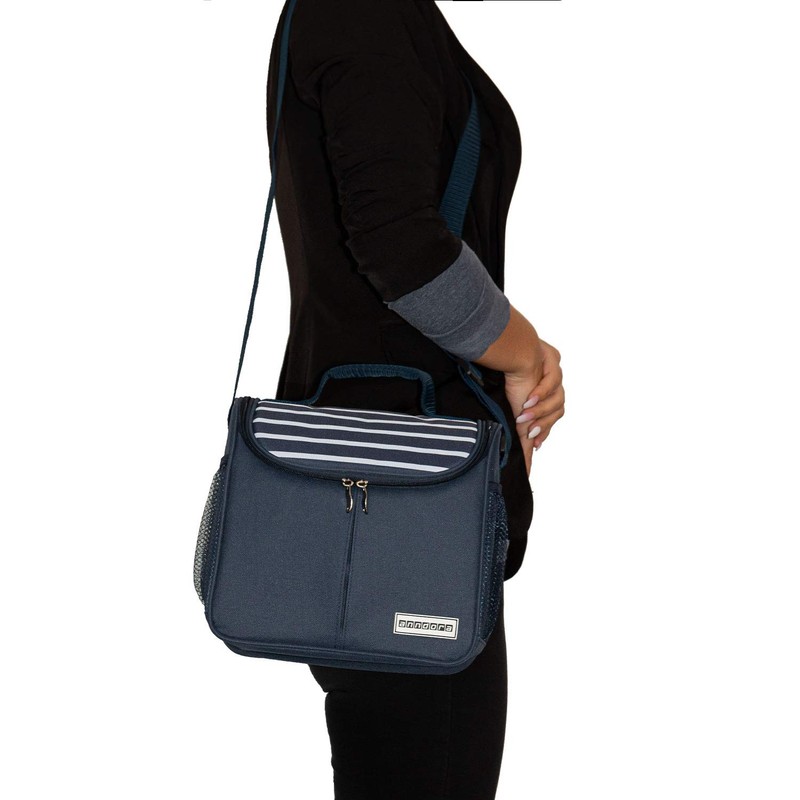 anndora Mini Cool Bag 4 Litre Lunch Bag Blue White