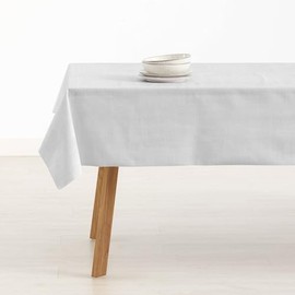 BELUM | Stain Resistant Tablecloth Size 300 x 140 cm - Light Grey Extra Soft Touch Tablecloth - Tablecloth 100% Made in Spain Fabric 100% Organic Cotton - Plain Model Tablecloth