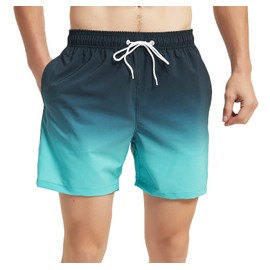 MADHERO Mens Swim Trunks Short Bathing Suit with Mesh Lining Swimming Shorts Black Blue Size XL