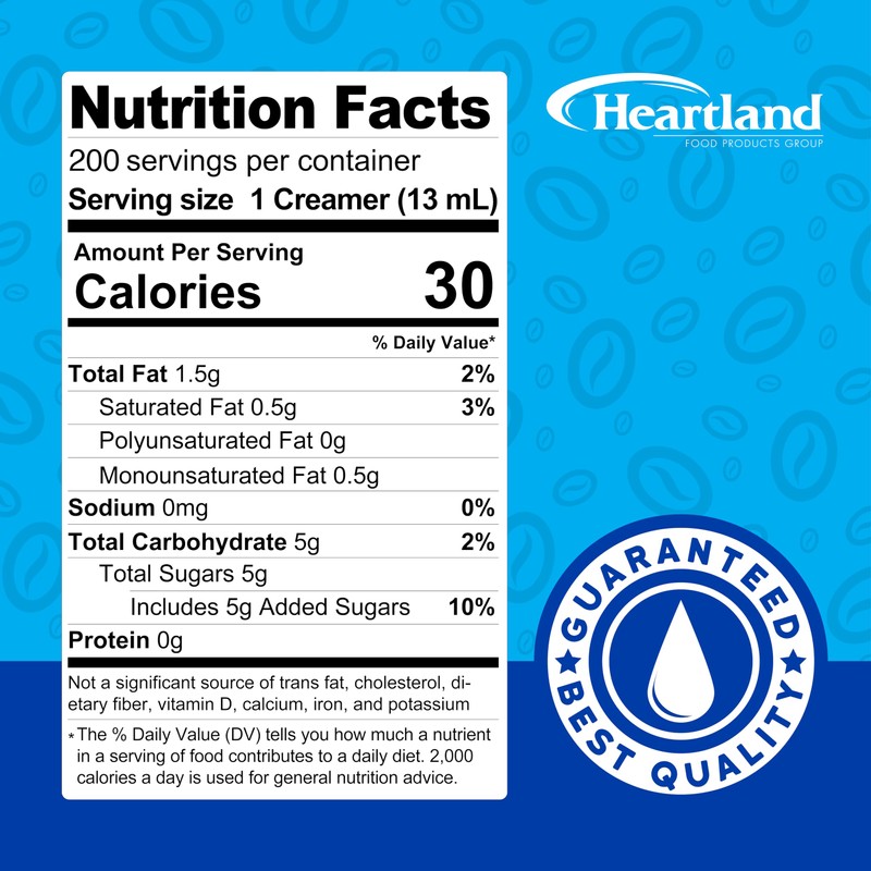 Heartland Non Dairy Liquid Coffee Creamer, French Vanilla, 200 Single