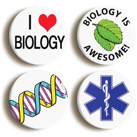 BIOLOGY AWESOME SCHOOL SCIENCE BADGE BUTTON PIN SET (Size is 1inch/25mm diameter)