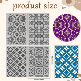 CHGCRAFT 4 Sheets Seamless Retro Pattern Polymer Clay Texture Sheet Geometric Pattern Rubber Clay Texture Mat for Polymer Making Earrings Jewelry DIY Crafts 4 × 2.6 in