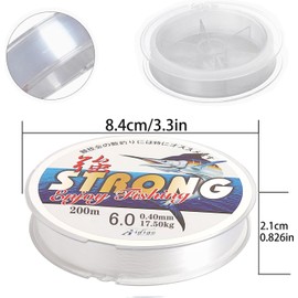 200 M Fish Line,0.4mm Fishing Wire,6.0 Spool Nylon Thread Clear Fishing Wire,Strong Clear String for Hanging decorations.(6.0Typ-0.4mm/200M)