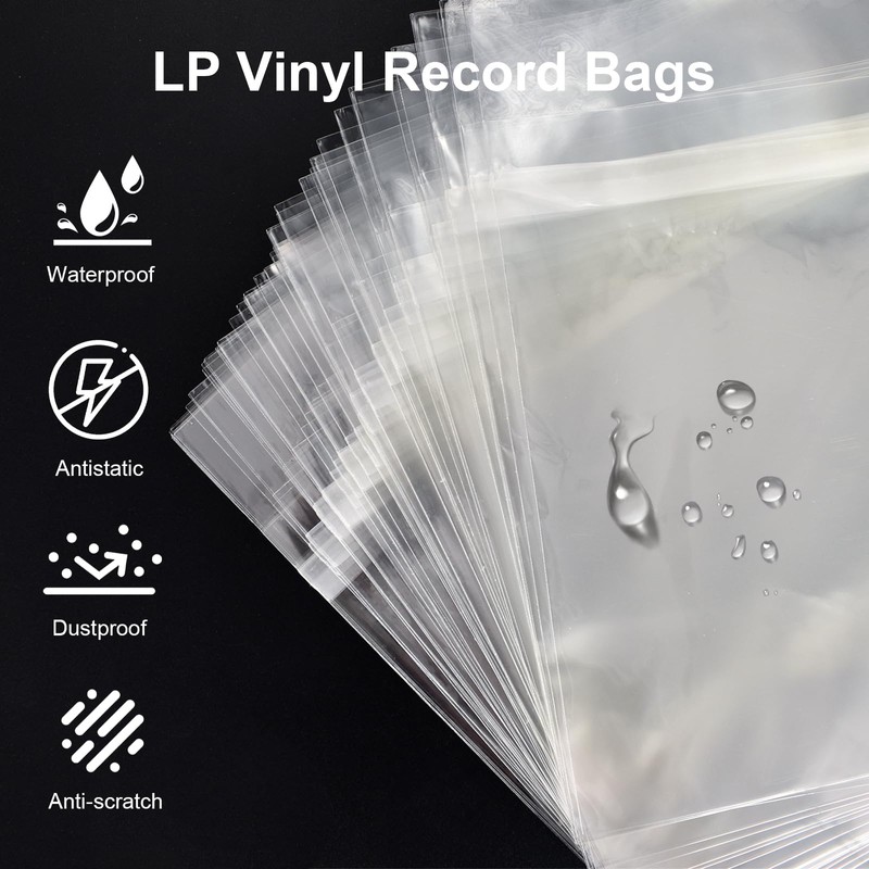 Tolenre 50 Vinyl Record Outer Sleeves, 7.4 x 7.4 Inches,