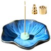 Ceramic Incense Cones Holder, Lotus Leaf Tray with Flower Incense