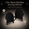 2 Pcs Black Obsidian Scrying Mirrors with Stands, 3.9 in