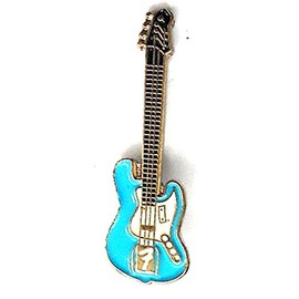 Metal Enamel Pin Badge Rock Music Electric Fender Guitar in Blue