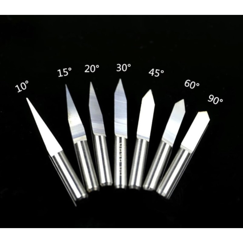 VEDA 25 Degree 0.1mm Silver Carbide Milling Cutter Round Bottom