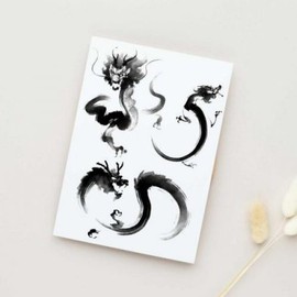 Elegant aesthetics of a black and white dragon, Oriental painting tattoo sticker, disposable tattoo / 흑백 용의 우아한 미학, 동양화 타투 스티커 일회용타투