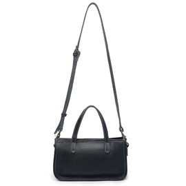 Classic Small Genuine Leather Crossbody Handbag, Double Handle Satchel, Phone Purses For Women,Small Purses, Black