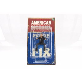 American Diorama Biker Bull Dog 1:18 male figure Black/Blue Attire American Diorama 23866