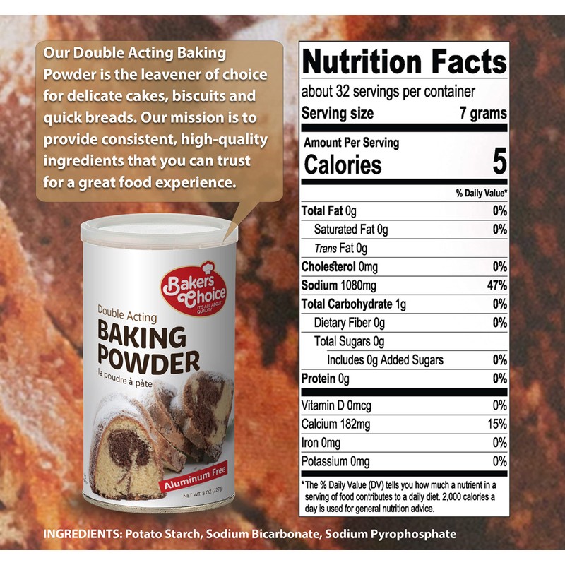 Double Acting Baking Powder, 8 oz. - Aluminum Free Baking
