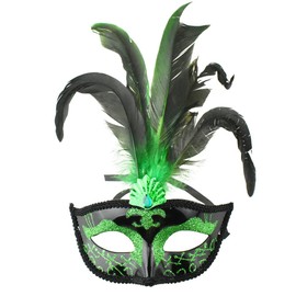 Homeford Fancy Feather Masquerade Mask, 7-Inch x 3-1/4-Inch - Apple Green