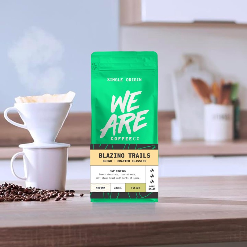 Coffee Ground for Cafetiere, 227g Bag Blazing Trails Blend Ground