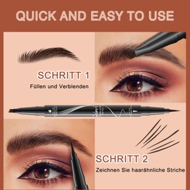 Eyebrow Pencil - Waterproof Microblading Eyebrow Pen 2-in-1 Dual-Ended 3D Eyebrow Pencil with 4 Fork Tips for a Natural Look and a Long Lasting Result