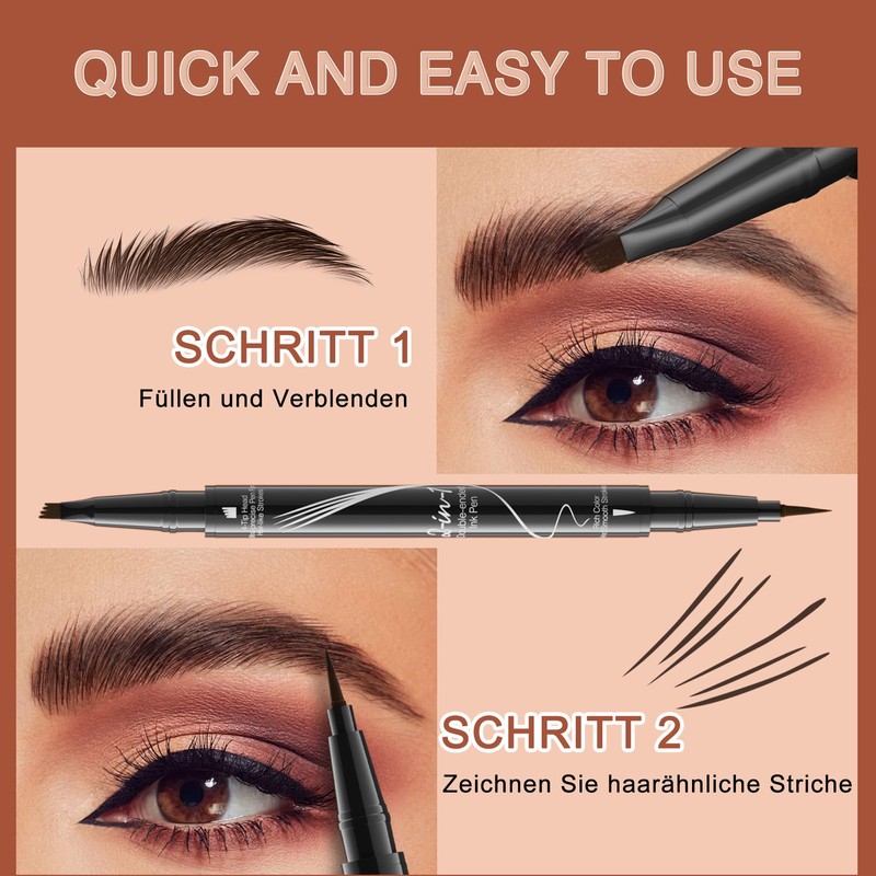 Eyebrow Pencil - Waterproof Microblading Eyebrow Pen 2-in-1 Dual-Ended 3D